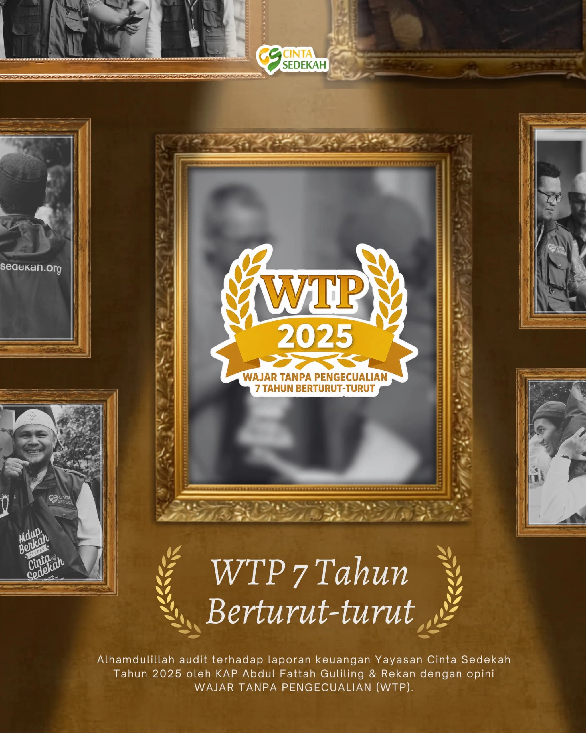 Audit Laporan Keuangan Yayasan Cinta Sedekah Tahun 2025 dengan Opini WAJAR TANPA PENGECUALIAN (WTP)
